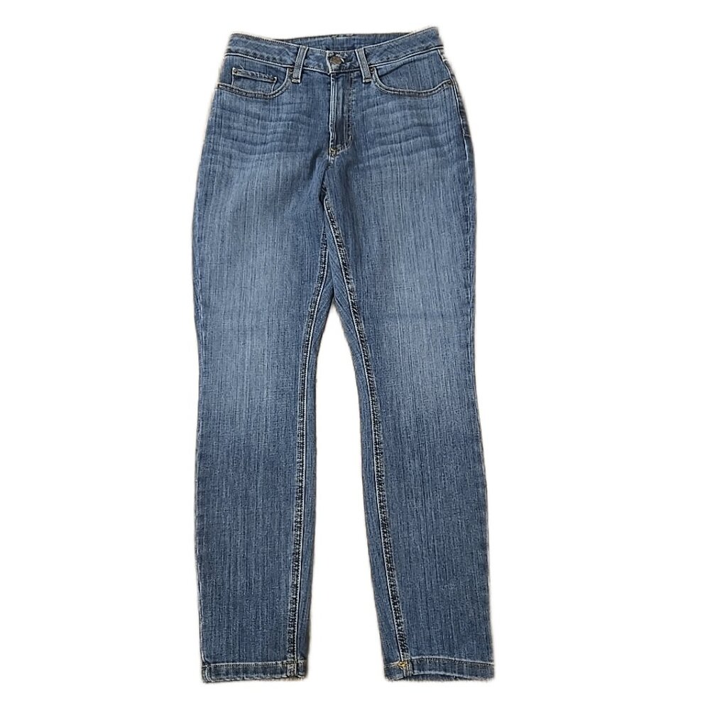 Womens L.L. Bean BeanFlex Slim Leg Jeans Size 4 Blue Denim Classic Fit Casual